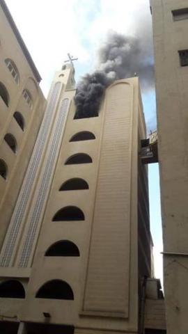 حريق داخل مبنى تابع لكنيسة القديسة دميانة
