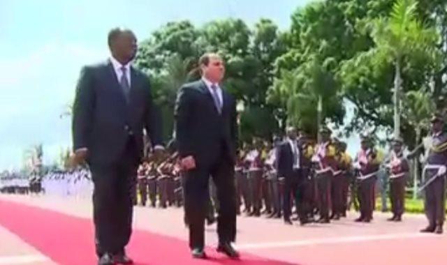 مراسم استقبال الرئيس السيسي بـ كوت ديفوار