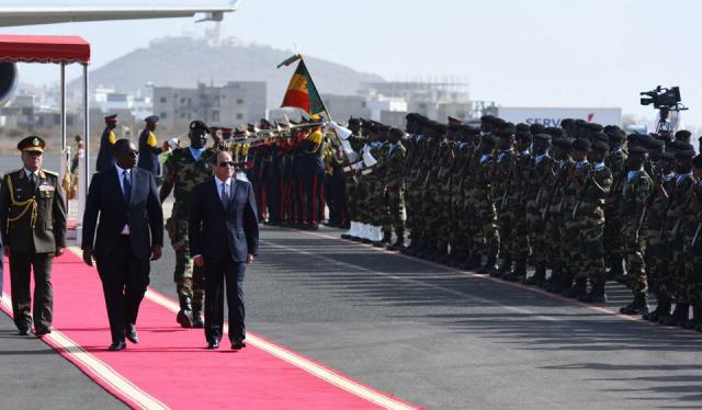 جانب من مراسم استقبال الرئيس السيسي في السنغال