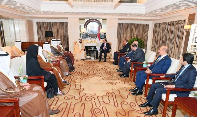 الرئيس السيسي يستقبل الشيخ محمد بن راشد آل مكتوم في مقر اقامته بالصين