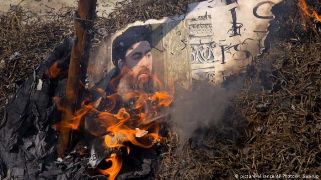 صورة محترقة لأبو بكر البغدادي زعيم تنظيم داعش