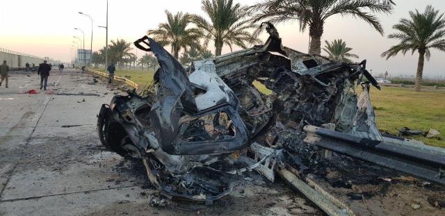 سيارة قاسم سليماني التي استهدفت في بغداد صباح اليوم