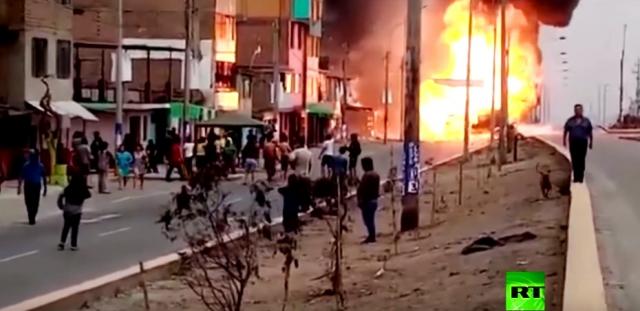 انفجار شاحنة غاز في بيرو