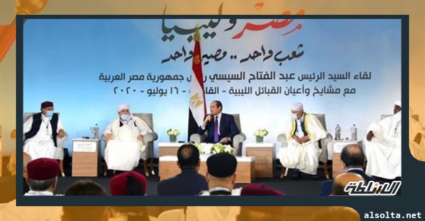 الرئيس السيسي مع مشايخ القبائل الليبية