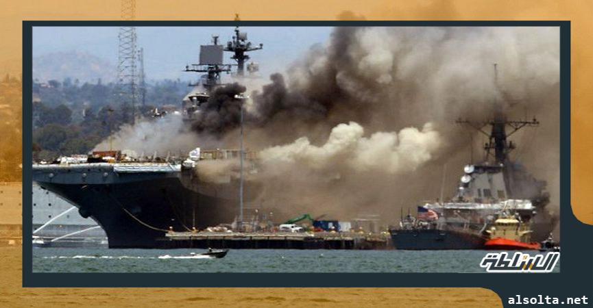 انفجار سفينة في ميناء جدة السعودي على البحر الأحمر