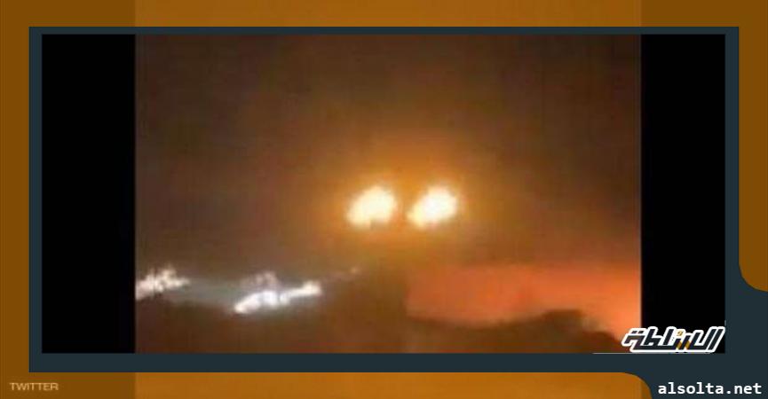 لحظة سقوط صاروخ على القاعدة الأمريكية بمطار أربيل بالعراق