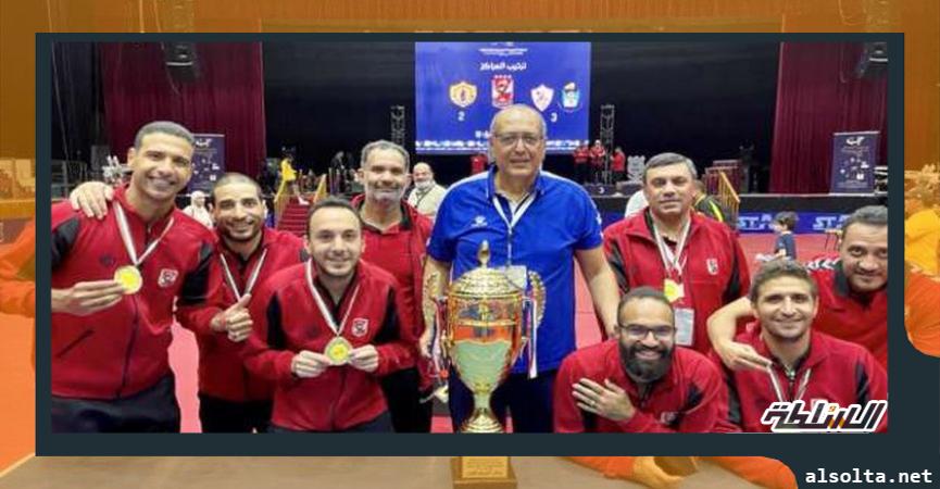 فريق الأهلي بعد فوزه بلقب البطولة العربية لتنس الطاولة