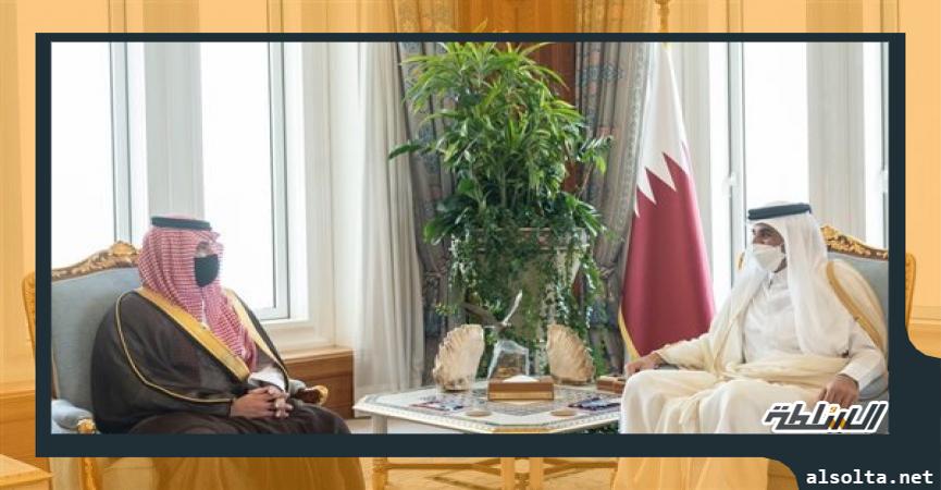 أمير قطر يستقبل الأمير عبدالعزيز بن سعود بن نايف