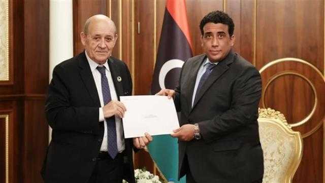 عاجل.. المنفي يتلقى رسالة من وزير خارجية فرنسا بشأن ليبيا