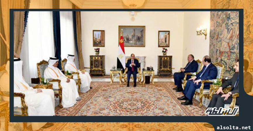 جانب من لقاء الرئيس السيسي ووزير خارجية قطر