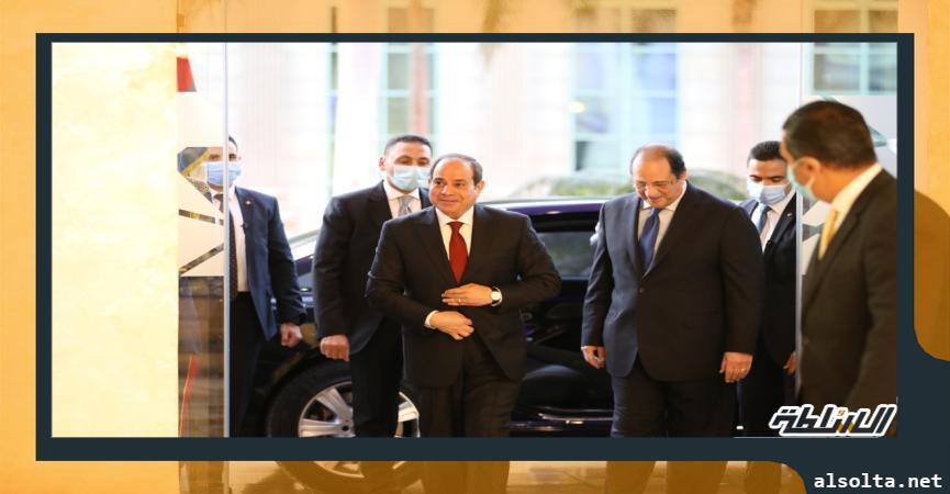 لحظة وصول الرئيس السيسي إلى مقر انعقاد إفطار الأسرة المصرية 