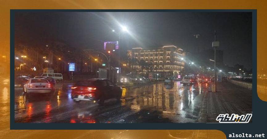 سقوط أمطار متوسطة على الإسكندرية